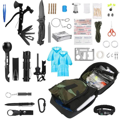 121-Piece Emergency Survival Kit - Professional Tactical Gear & First Aid