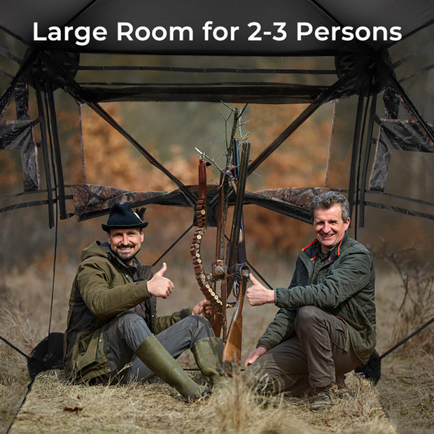 360° Hunting Blind 2-3 Person - One-Way See-Through Ground Tent