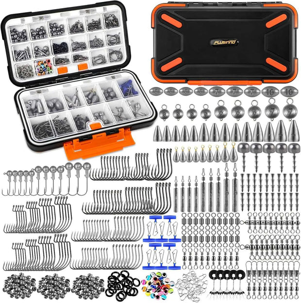 264397Pcs Fishing Accessories Kit Organized Fishing Tackle Box with Tackle Included Fishing Hooks Fishing Weights Sinkers Swivels Beads Fishing Gear Setw250906