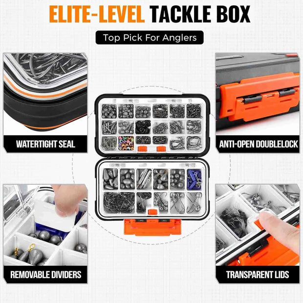 264397Pcs Fishing Accessories Kit Organized Fishing Tackle Box with Tackle Included Fishing Hooks Fishing Weights Sinkers Swivels Beads Fishing Gear Setw250906