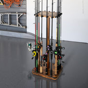Fishing Rod Holders for Garage 360 Degree Rotating Fishing Pole Rack, Floor Stand Holds up to 16 Rods Wood Fishing Gear Equipment Storage Organizer, Fishing Gifts for Men