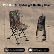 Folding Silent Swivel Blind 360°Swivel Hunting Chair with All-Terrain Foot Pads