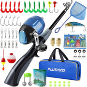 Kids Fishing Pole,Portable Telescopic Fishing Rod and Reel Full Kits, Spincast Youth Fishing Pole Fishing Gear for Kids, Boys