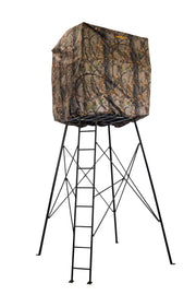 Quad Roof Kit Enclosure Durable Hunting Outdoor Steel Construction with Camo Quiet Water-Resistant Cover 4 Zippered Windows & Full Surround 36"H Shooting Rail