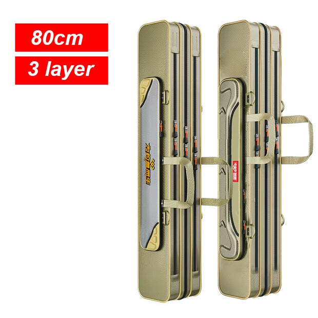 3 Layer Portable Folding Fishing Rod Bag Fishing Pole Gear Tool Storage Case Backpack Fishing Equipment Fishing Reel Bag X349G