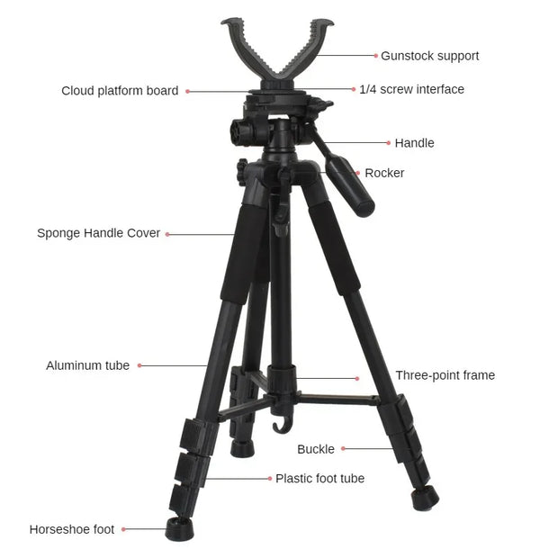 Outdoor Hunting Tripod Durable Adjustable Height Hunting Stand Aluminum V-Yoke Shooting Rack Multifunctio Hunting Safe Accessory