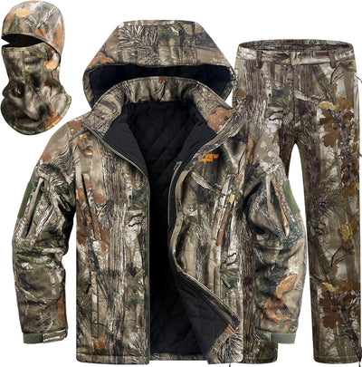 Insulated Hunting Clothes for Men Cold Weather, Warm Camo Hunting Jacket and Pants, Hunting Suit for Deer Duck Hunts