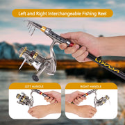 LIXADA Telescopic Fishing Rod Reel Combo Carbon Fiber Fishing Rod Pole Spinning Fishing Reel Carrier Bag Case Fishing Tackle Set