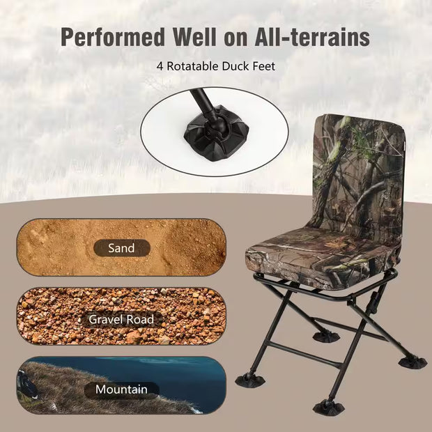 Folding Silent Swivel Blind 360°Swivel Hunting Chair with All-Terrain Foot Pads