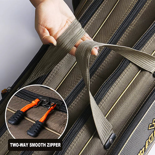 3 Layer Portable Folding Fishing Rod Bag Fishing Pole Gear Tool Storage Case Backpack Fishing Equipment Fishing Reel Bag X349G