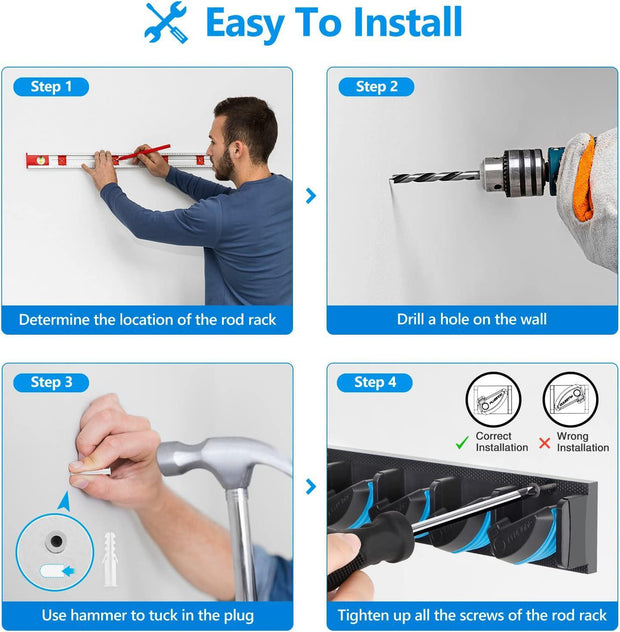 Vertical Fishing Rod Holder 9 Rods Fishing Pole Holder Wall Mounted Fishing Rack