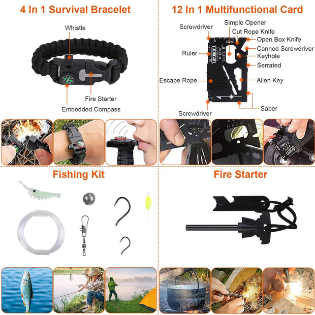 125Pcs Survival Kits Professional Emergency Survival Gear Tactical First Aid Kit Supplies For Outdoor Adventure Camping Hiking Hunting