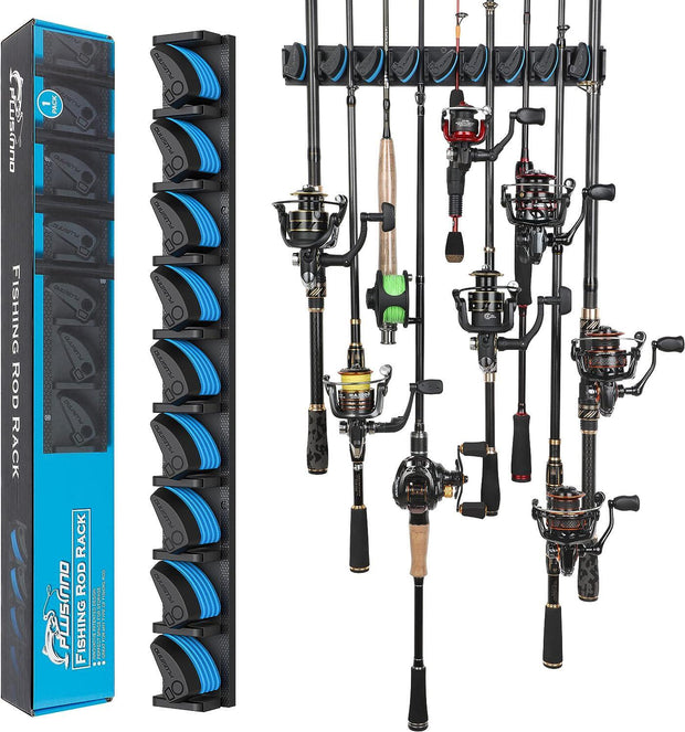 Vertical Fishing Rod Holder 9 Rods Fishing Pole Holder Wall Mounted Fishing Rack