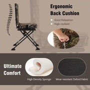 Folding Silent Swivel Blind 360°Swivel Hunting Chair with All-Terrain Foot Pads