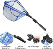 Foldable Fishing Net, Fishing Gear and Equipment, Fishing Net with Handle, Fly Fishing Net, Fly Fishing Accessories, Fishing Gifts for Men, Freshwater, Saltwater, Pond, Canoe, Kayak - 17" to 97"