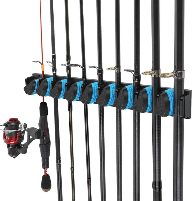 Vertical Fishing Rod Holder 9 Rods Fishing Pole Holder Wall Mounted Fishing Rack