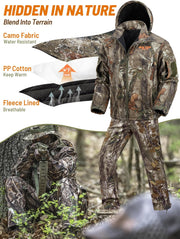 Insulated Hunting Clothes for Men Cold Weather, Warm Camo Hunting Jacket and Pants, Hunting Suit for Deer Duck Hunts