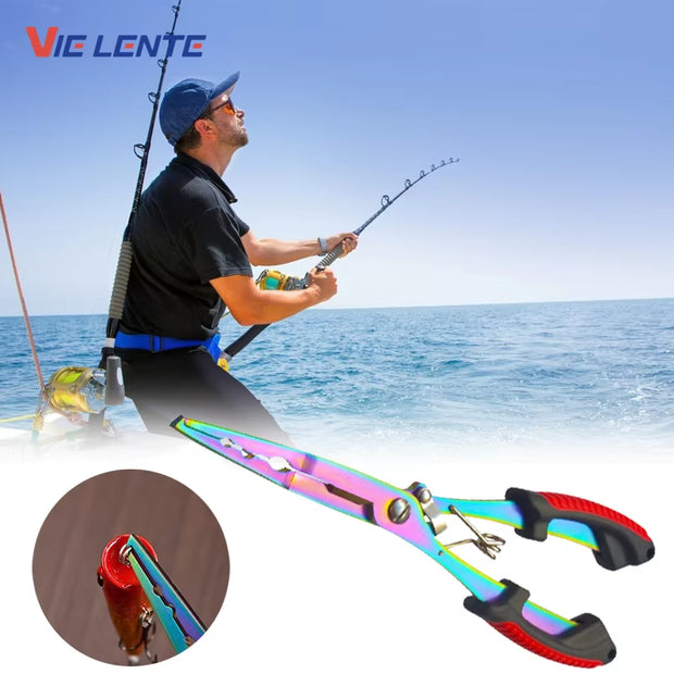 Stainless Steel Fishing Pliers Fishing Hook Remover Saltwater Resistant Fishing Braided Line Cutter Scissors Fishing Equipment
