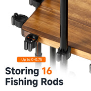 Fishing Rod Holders for Garage 360 Degree Rotating Fishing Pole Rack, Floor Stand Holds up to 16 Rods Wood Fishing Gear Equipment Storage Organizer, Fishing Gifts for Men