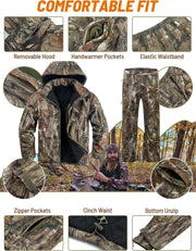 Insulated Hunting Clothes for Men Cold Weather, Warm Camo Hunting Jacket and Pants, Hunting Suit for Deer Duck Hunts