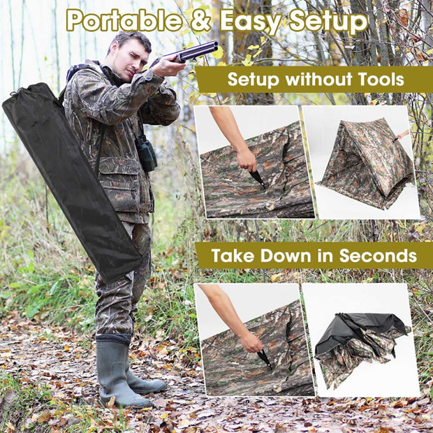 Pop-Up Hunting Blind 2-3 Person - 270° See-Through Ground Tent
