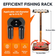 Fishing Rod Holders for Garage 360 Degree Rotating Fishing Pole Rack, Floor Stand Holds up to 16 Rods Wood Fishing Gear Equipment Storage Organizer, Fishing Gifts for Men