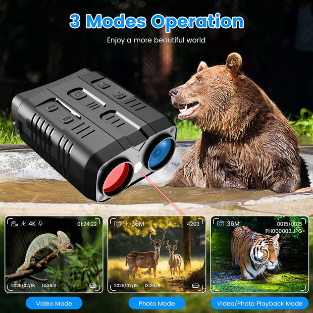4K Night Vision Binoculars - 10X Zoom with WiFi & 2624ft Range