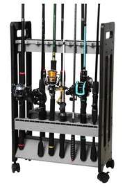 Fishing Rod Holder,Fishing Pole Holders for Garage,Rod Holder for 16 Rod and Reel Combos,Vertical Fishing Rod Rack Floor Storage,Fishing Gifts for Men (Gray)