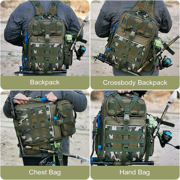 Outdoor Tackle Bag - Large Water-Resistant Fishing Backpack