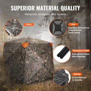 Hunting Shelter, 270° Visibility Ground Shelter, 4-5 Person Instant Setup Wildlife Blind with Transport Bag, Durable Outdoor Hunting Hub