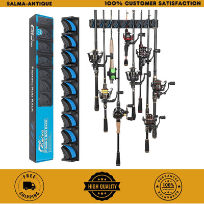 Vertical Fishing Rod Holder 9 Rods Fishing Pole Holder Wall Mounted Fishing Rack