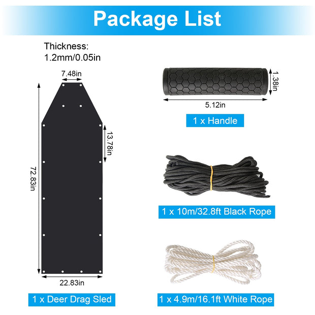 Heavy Duty Deer Drag Sled - 440lb Capacity Game Hauler with Ropes