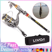 LIXADA Telescopic Fishing Rod Reel Combo Carbon Fiber Fishing Rod Pole Spinning Fishing Reel Carrier Bag Case Fishing Tackle Set