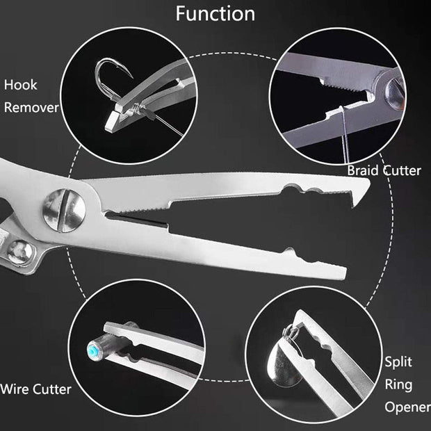 Split Ring Fishing Pliers Hook Remover Fishing Gear,Muti-Function Lightweight Stainless Steel Fishing Accessories for Ice Fishing,Saltwater Fishing