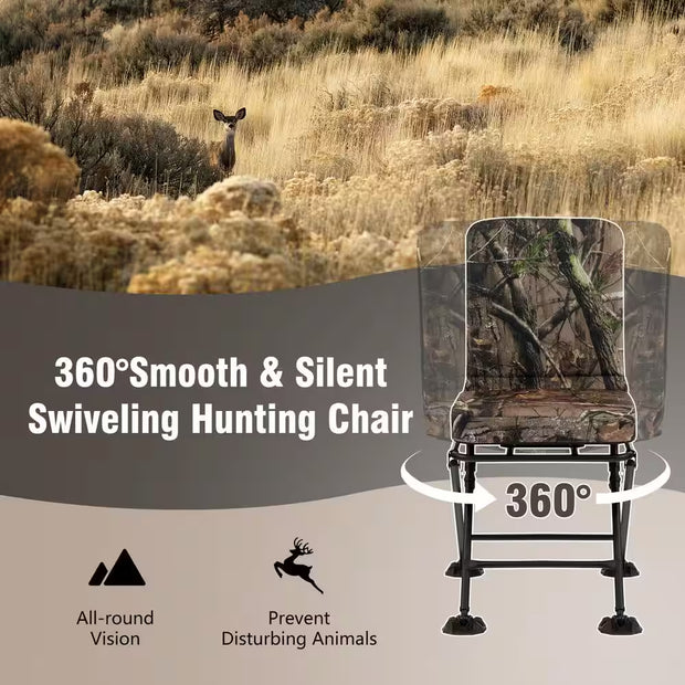 Folding Silent Swivel Blind 360°Swivel Hunting Chair with All-Terrain Foot Pads