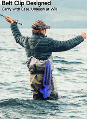 Foldable Fishing Net, Fishing Gear and Equipment, Fishing Net with Handle, Fly Fishing Net, Fly Fishing Accessories, Fishing Gifts for Men, Freshwater, Saltwater, Pond, Canoe, Kayak - 17" to 97"