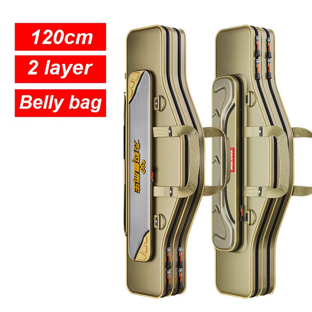 3 Layer Portable Folding Fishing Rod Bag Fishing Pole Gear Tool Storage Case Backpack Fishing Equipment Fishing Reel Bag X349G