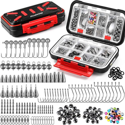 264397Pcs Fishing Accessories Kit Organized Fishing Tackle Box with Tackle Included Fishing Hooks Fishing Weights Sinkers Swivels Beads Fishing Gear Setw250906