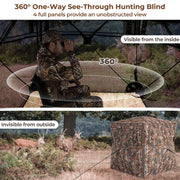 360° Hunting Blind 2-3 Person - One-Way See-Through Ground Tent