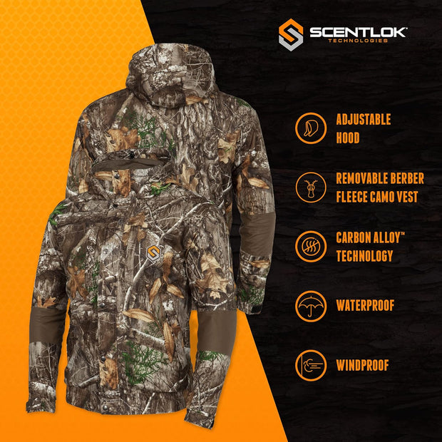 Morphic V2 3-In-1 Waterproof and Windproof Camo Hunting Jacket with Removable Vest