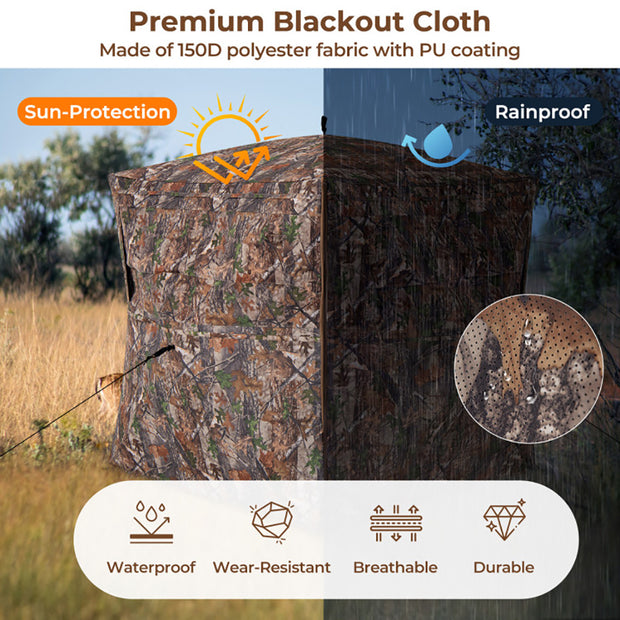 360° Hunting Blind 2-3 Person - One-Way See-Through Ground Tent