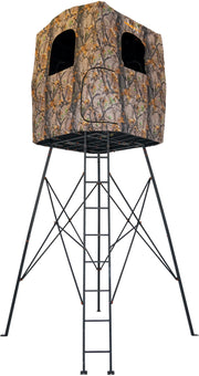 Quad Roof Kit Enclosure Durable Hunting Outdoor Steel Construction with Camo Quiet Water-Resistant Cover 4 Zippered Windows & Full Surround 36"H Shooting Rail