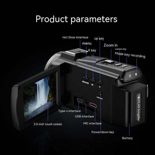 5K HD Digital Video Camera - WiFi Sports Camcorder with Night Vision