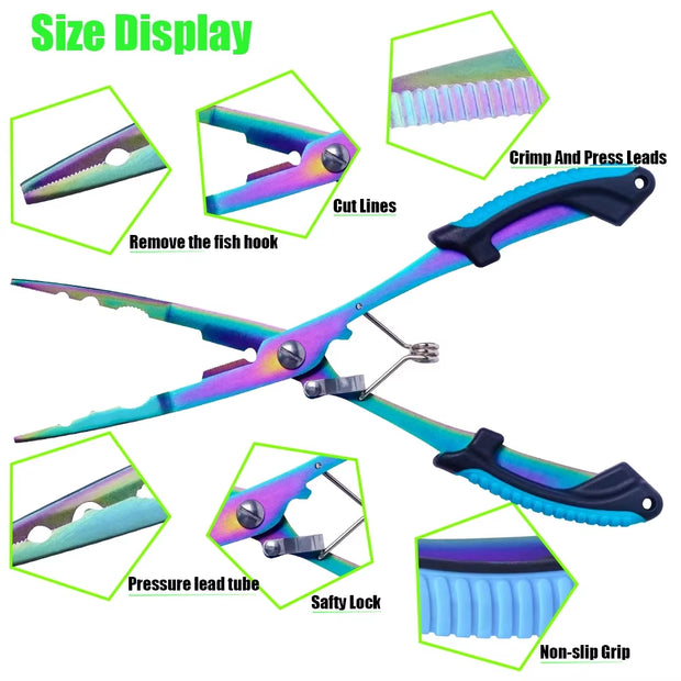 Stainless Steel Fishing Pliers Fishing Hook Remover Saltwater Resistant Fishing Braided Line Cutter Scissors Fishing Equipment