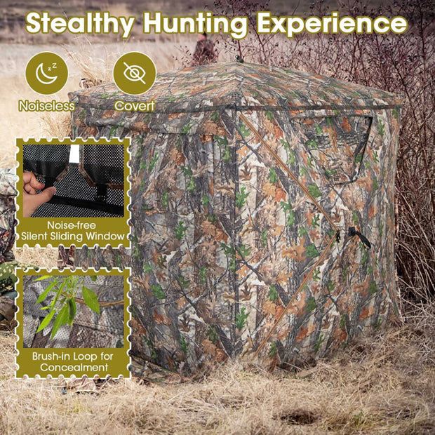 Pop-Up Hunting Blind 2-3 Person - 270° See-Through Ground Tent