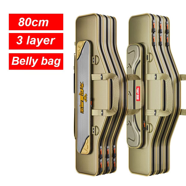 3 Layer Portable Folding Fishing Rod Bag Fishing Pole Gear Tool Storage Case Backpack Fishing Equipment Fishing Reel Bag X349G