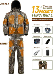 Insulated Hunting Clothes for Men Cold Weather, Warm Camo Hunting Jacket and Pants, Hunting Suit for Deer Duck Hunts