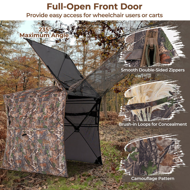 360° Hunting Blind 2-3 Person - One-Way See-Through Ground Tent