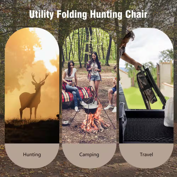 Folding Silent Swivel Blind 360°Swivel Hunting Chair with All-Terrain Foot Pads