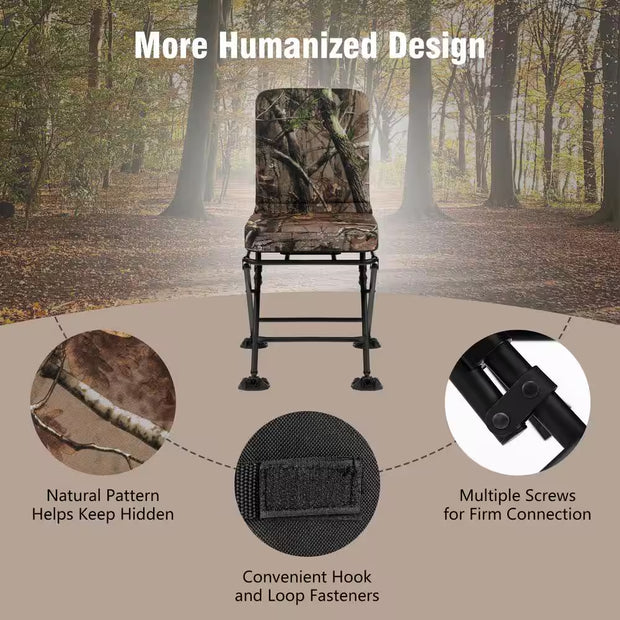 Folding Silent Swivel Blind 360°Swivel Hunting Chair with All-Terrain Foot Pads
